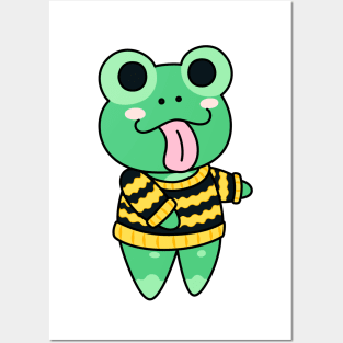 Chibi Frog Critter - Black & Yellow Posters and Art